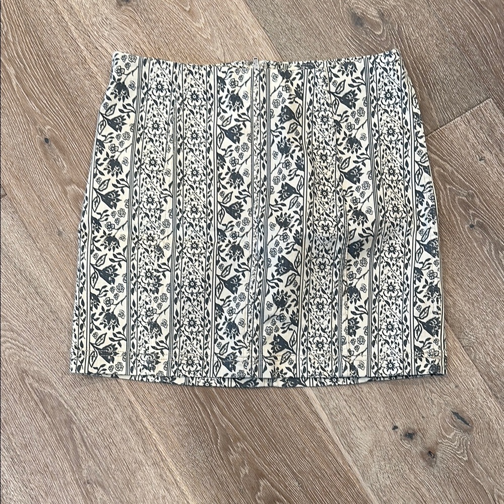 Free People Blue and White Mini Pencil Skirt
